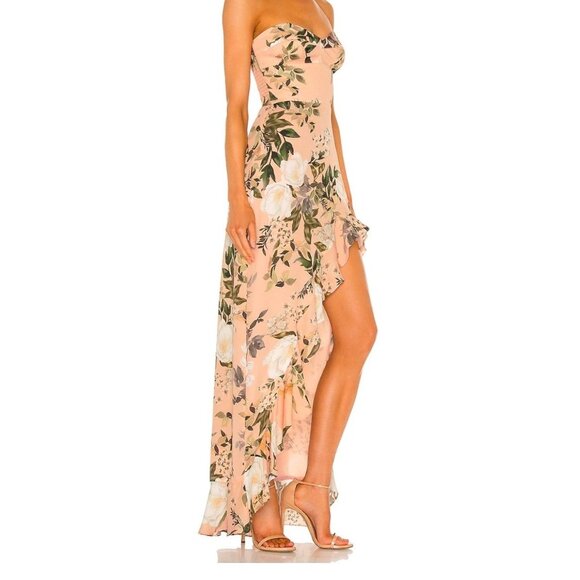 Amanda Uprichard Eden Gown in Junior Floral Asymmetrical High Low Ruffle Dress M - Picture 3 of 10